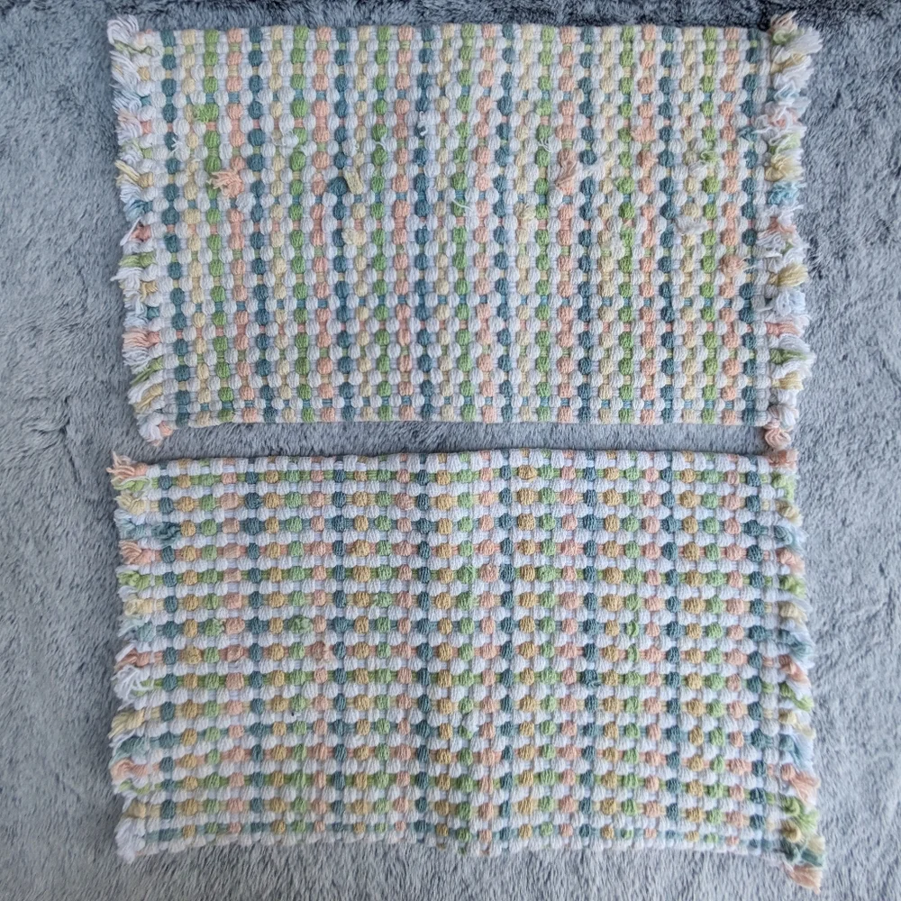 Vintage Woven Checked Placemats Set‎ of 2 Pastel Multicolor